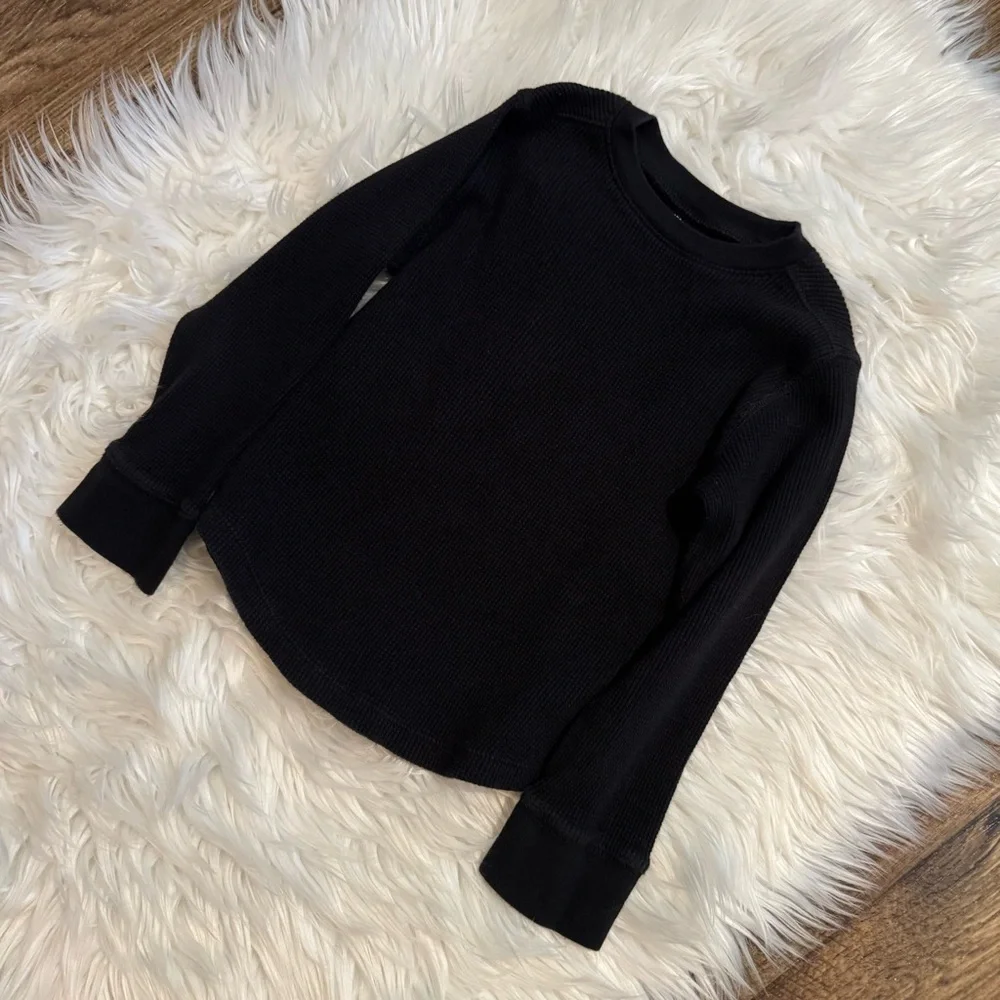 Baby Gap Black Thermal Waffle Knit‎ Top Kids Size 5 Unisex Long Sleeve